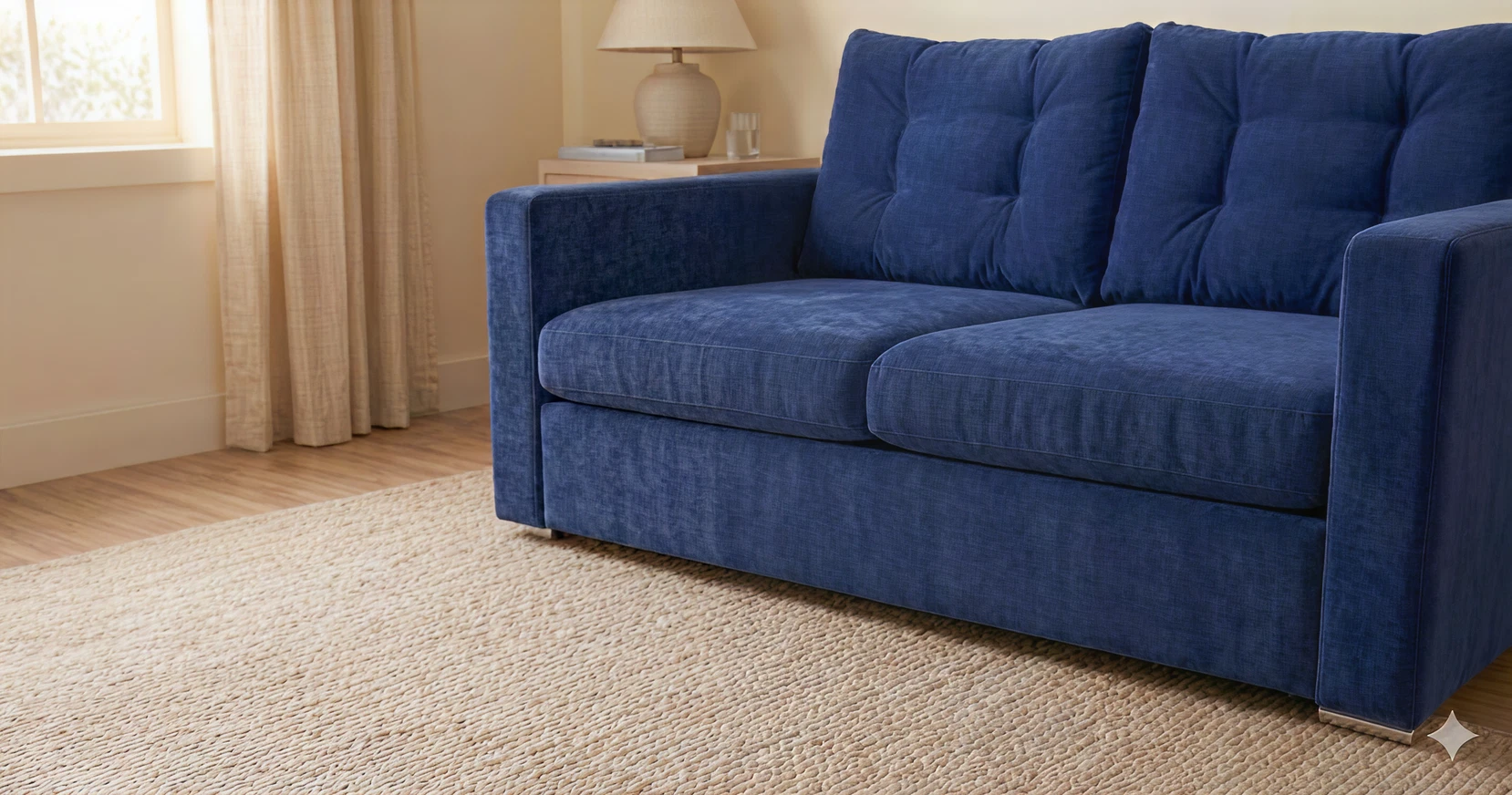 Canapé convertible bleu dans un salon