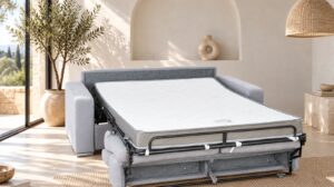 Canapé convertible Jaguar en tissu Enjoy, ouvert en lit