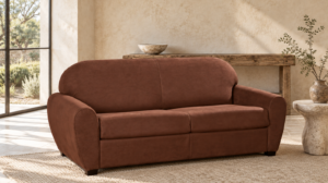 Canapé convertible Vegetal en tissu Madagaskar, vue de trois-quarts