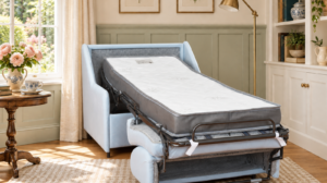 Fauteuil convertible Nature en tissu Enjoy, ouvert en lit