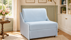Fauteuil convertible Nature en tissu Enjoy, vue de profil