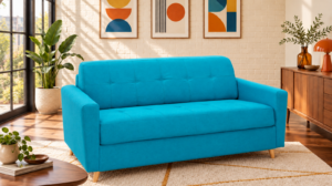 Canapé convertible Musa en tissu Twist, vue de profil