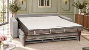 Canapé convertible Equateur en tissu Aston, ouvert en lit