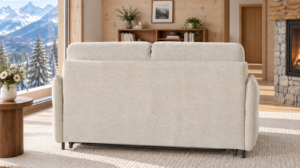 Canapé convertible Wistiti matelas 17 cm en tissu Rebel, vue de dos