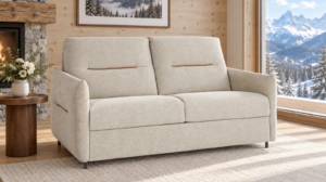 Canapé convertible Wistiti matelas 17 cm en tissu Rebel, vue de face